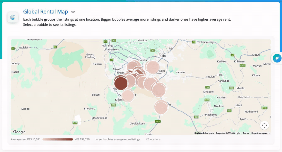 Clicking a bubble on the rental map