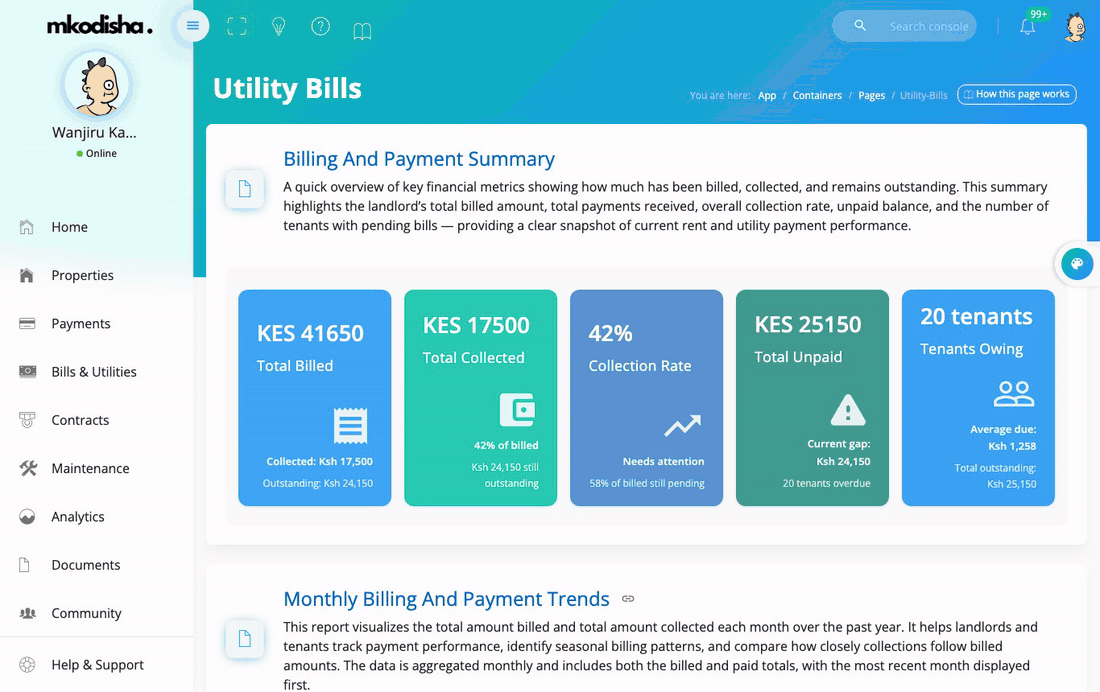 Charging Ann Nyambura a KES 1,000 one-off fine with Use Flat Fee