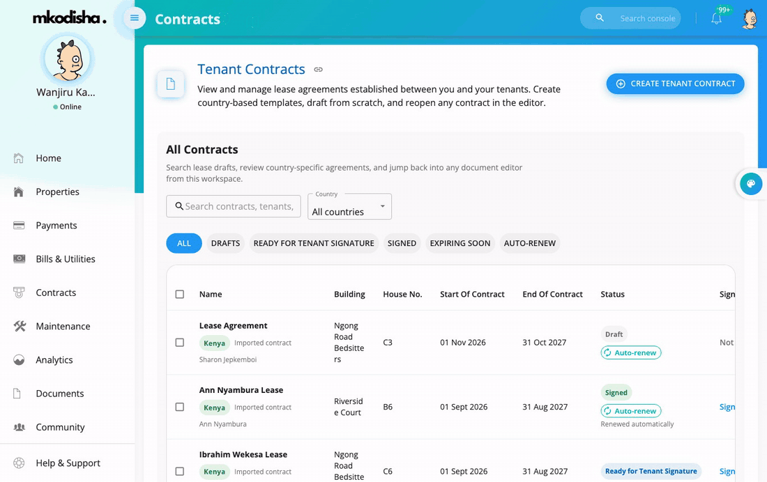 Viewing a contract