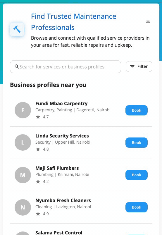 Browsing verified maintenance businesses
